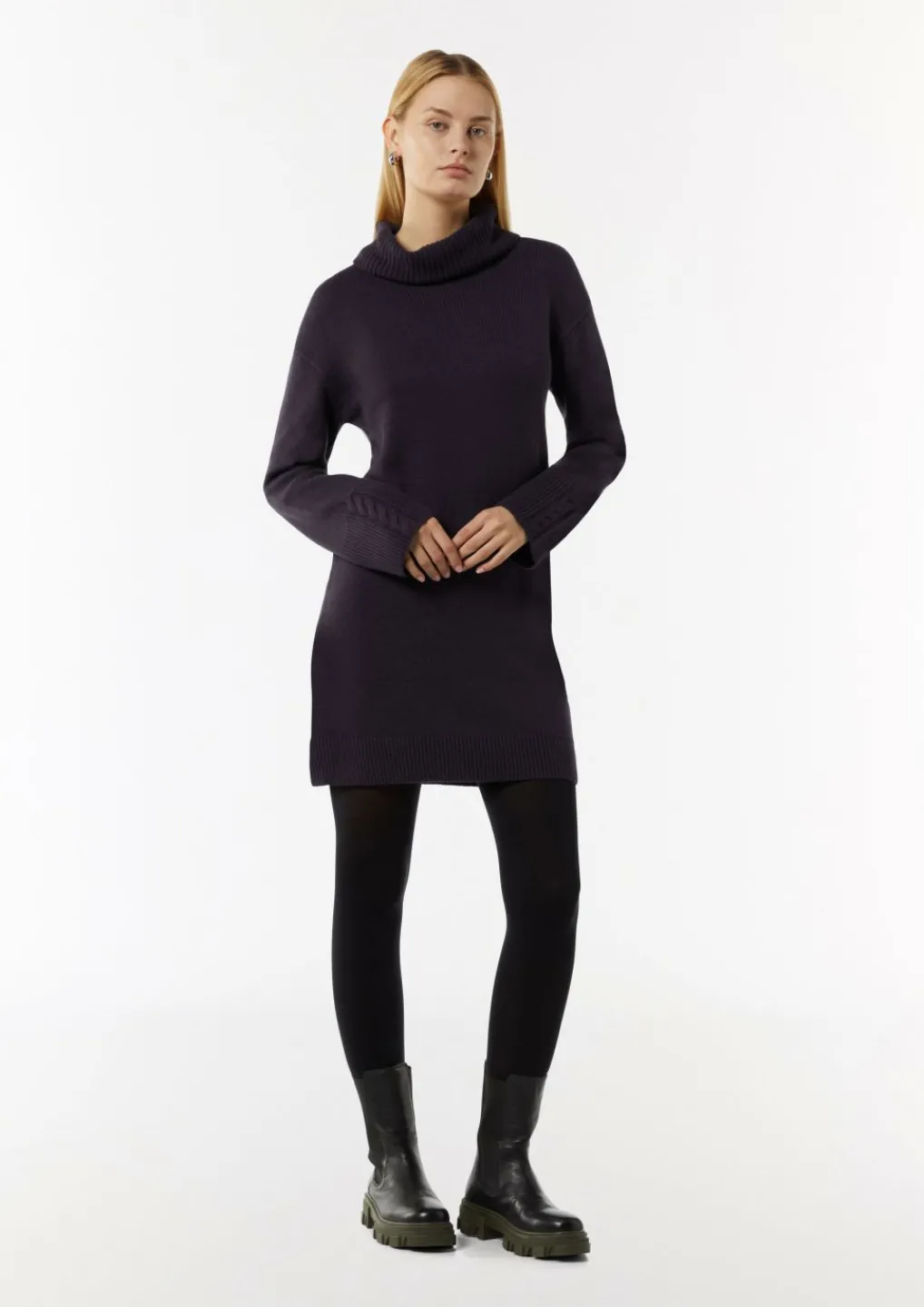 Mini-Strickkleid mit Zopfdetail am Ärmel-Comma Discount