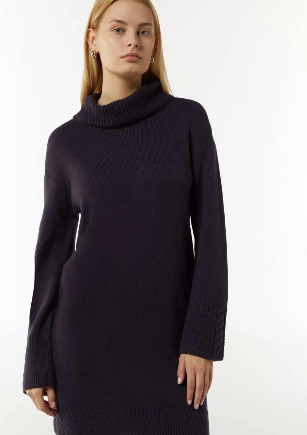 Mini-Strickkleid mit Zopfdetail am Ärmel-Comma Discount