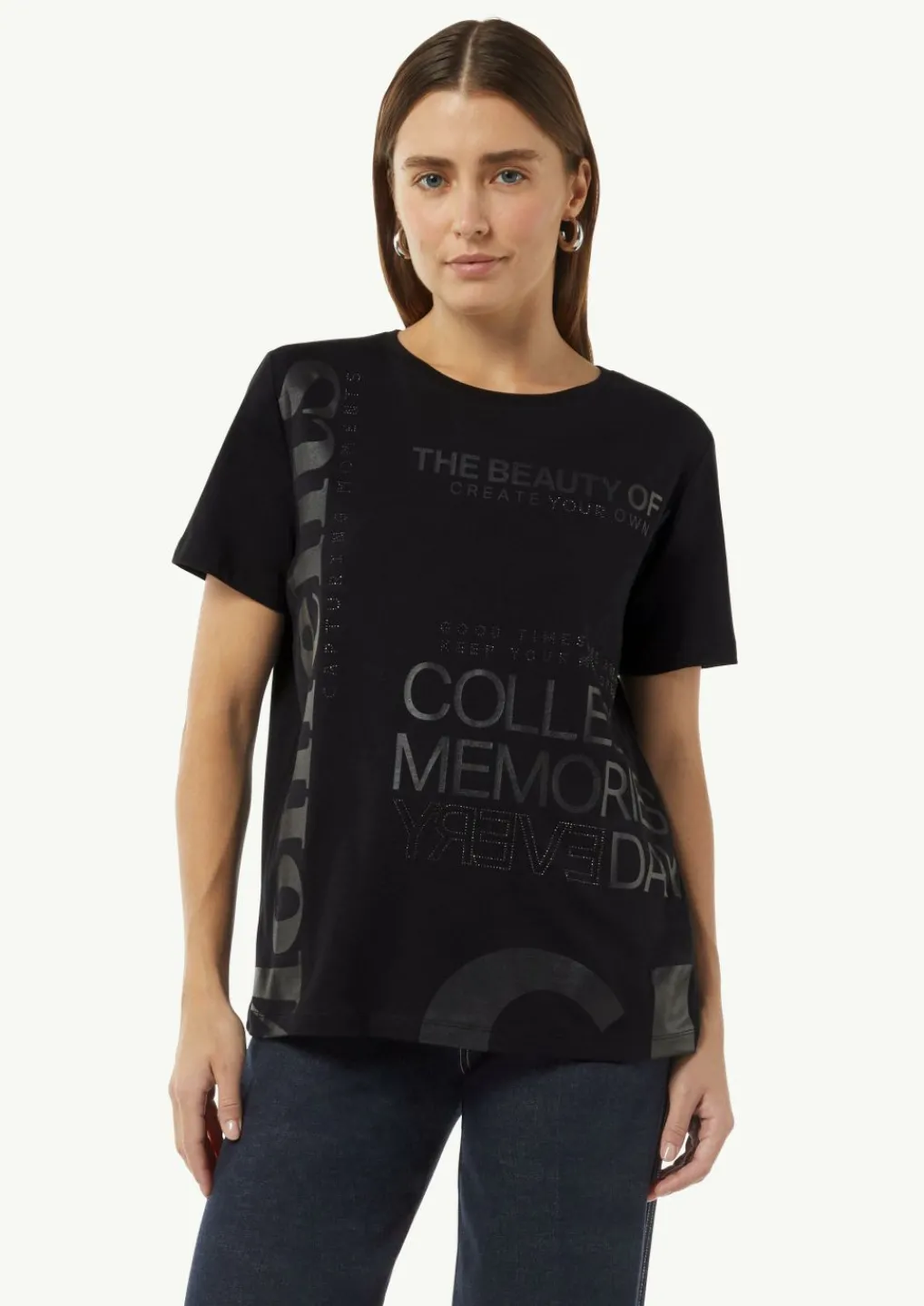 Modisches T-Shirt mit Schriftprint-Comma Clearance