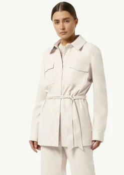 Overshirt in Lederoptik mit abnehmbarem Gürtel-Comma Online