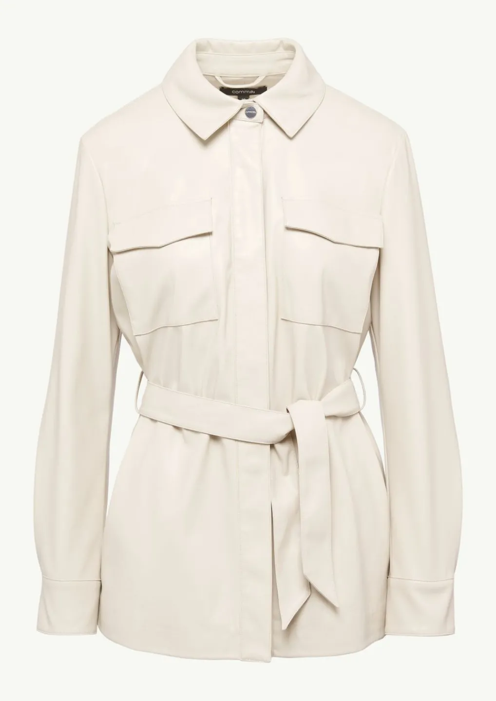 Overshirt in Lederoptik mit abnehmbarem Gürtel-Comma Online