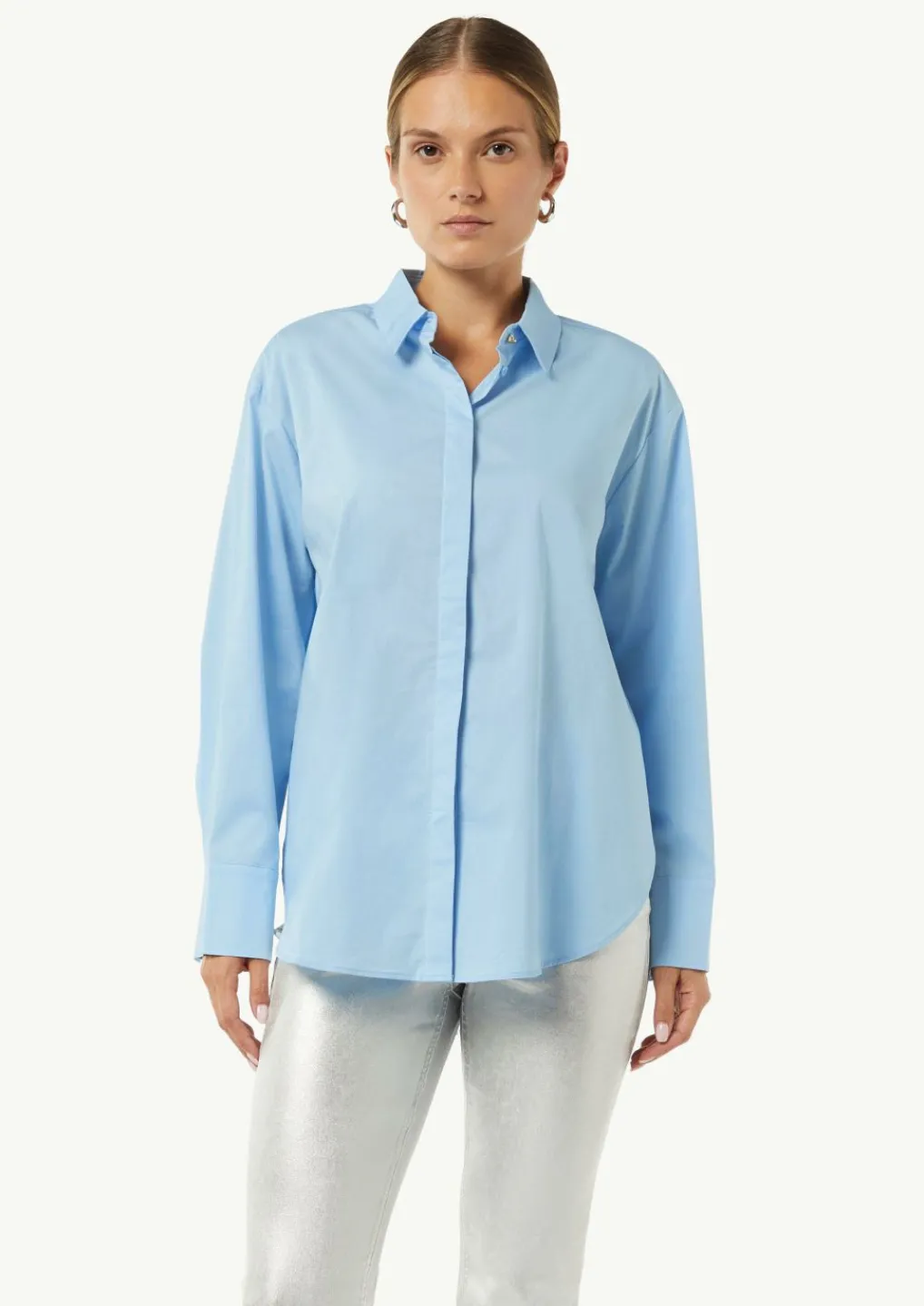 Oversized-Hemdbluse aus Popeline-Comma Sale