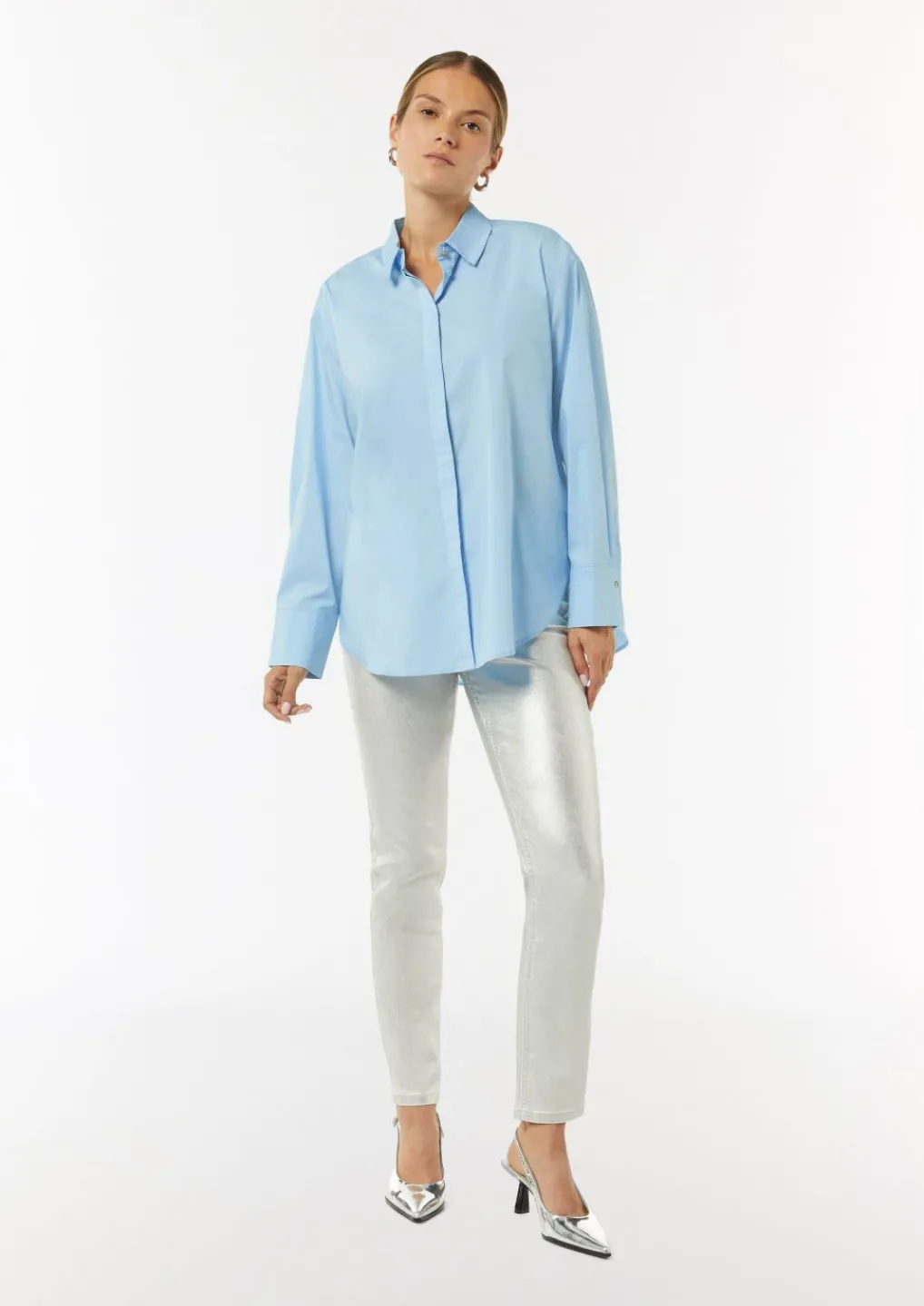 Oversized-Hemdbluse aus Popeline-Comma Sale