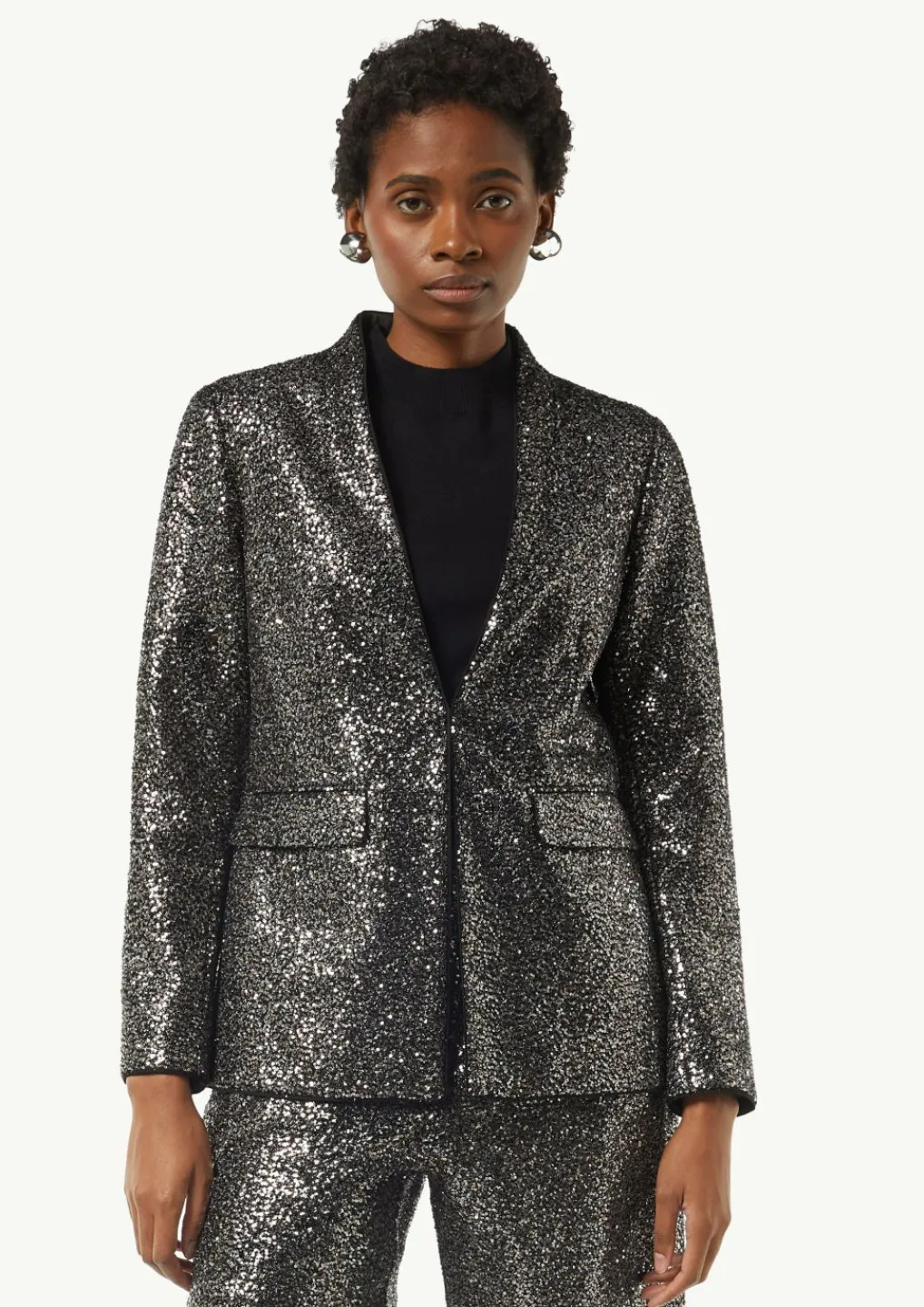Pailletten-Blazer mit Stehkragen-Comma New