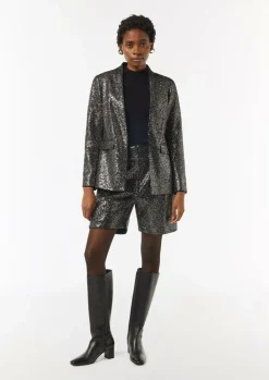 Pailletten-Blazer mit Stehkragen-Comma New