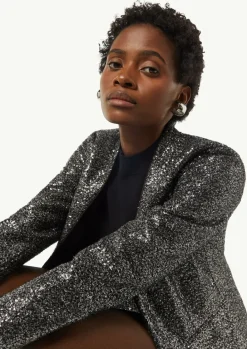 Pailletten-Blazer mit Stehkragen-Comma New