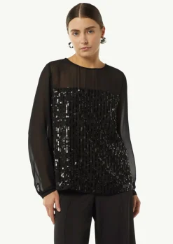 Pailletten-Bluse aus Chiffon-Comma Best