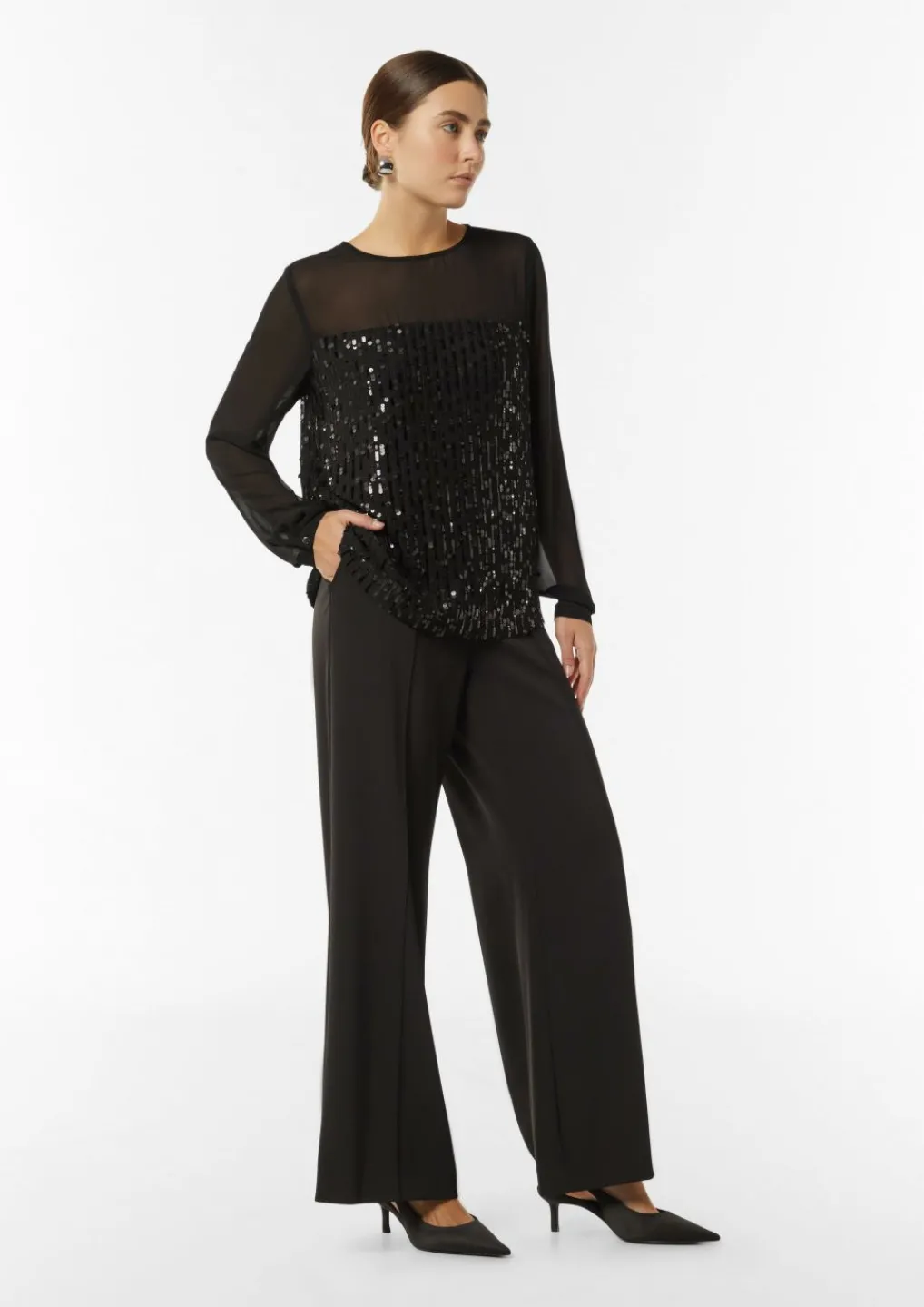 Pailletten-Bluse aus Chiffon-Comma Best