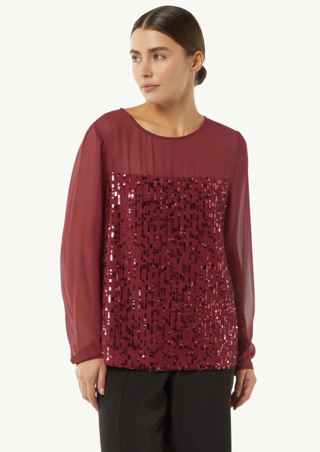 Pailletten-Bluse aus Chiffon-Comma Clearance