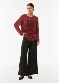 Pailletten-Bluse aus Chiffon-Comma Clearance