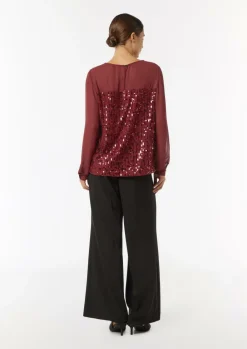 Pailletten-Bluse aus Chiffon-Comma Clearance