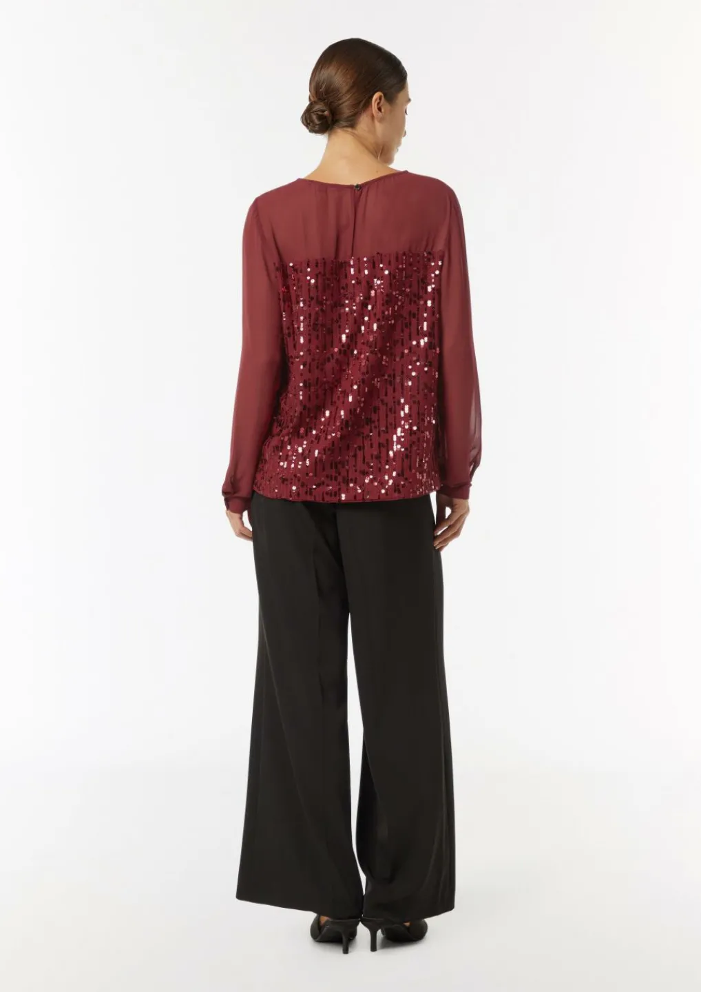 Pailletten-Bluse aus Chiffon-Comma Clearance
