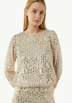 Pailletten-Bluse mit Rundhalsausschnitt-Comma Online