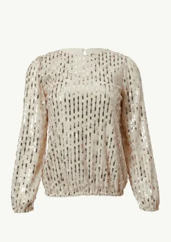 Pailletten-Bluse mit Rundhalsausschnitt-Comma Online