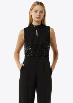 Paillettentop mit Cut-out-Comma Outlet