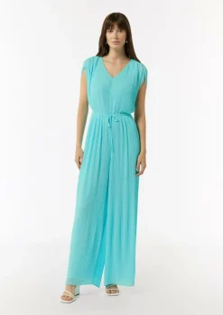 Plissee-Jumpsuit mit V-Ausschnitt-Comma Sale