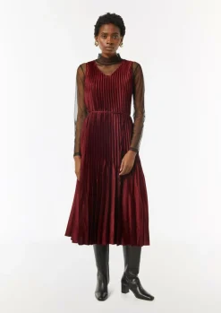 Plissee-Kleid aus Viskose mit Gürtel-Comma Online
