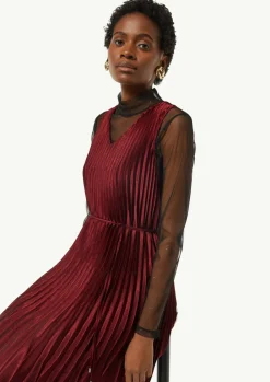 Plissee-Kleid aus Viskose mit Gürtel-Comma Online