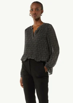 Plissierte Bluse aus Chiffon mit Logomuster-Comma Hot