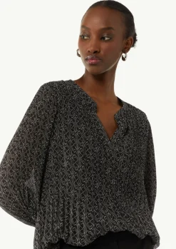 Plissierte Bluse aus Chiffon mit Logomuster-Comma Hot