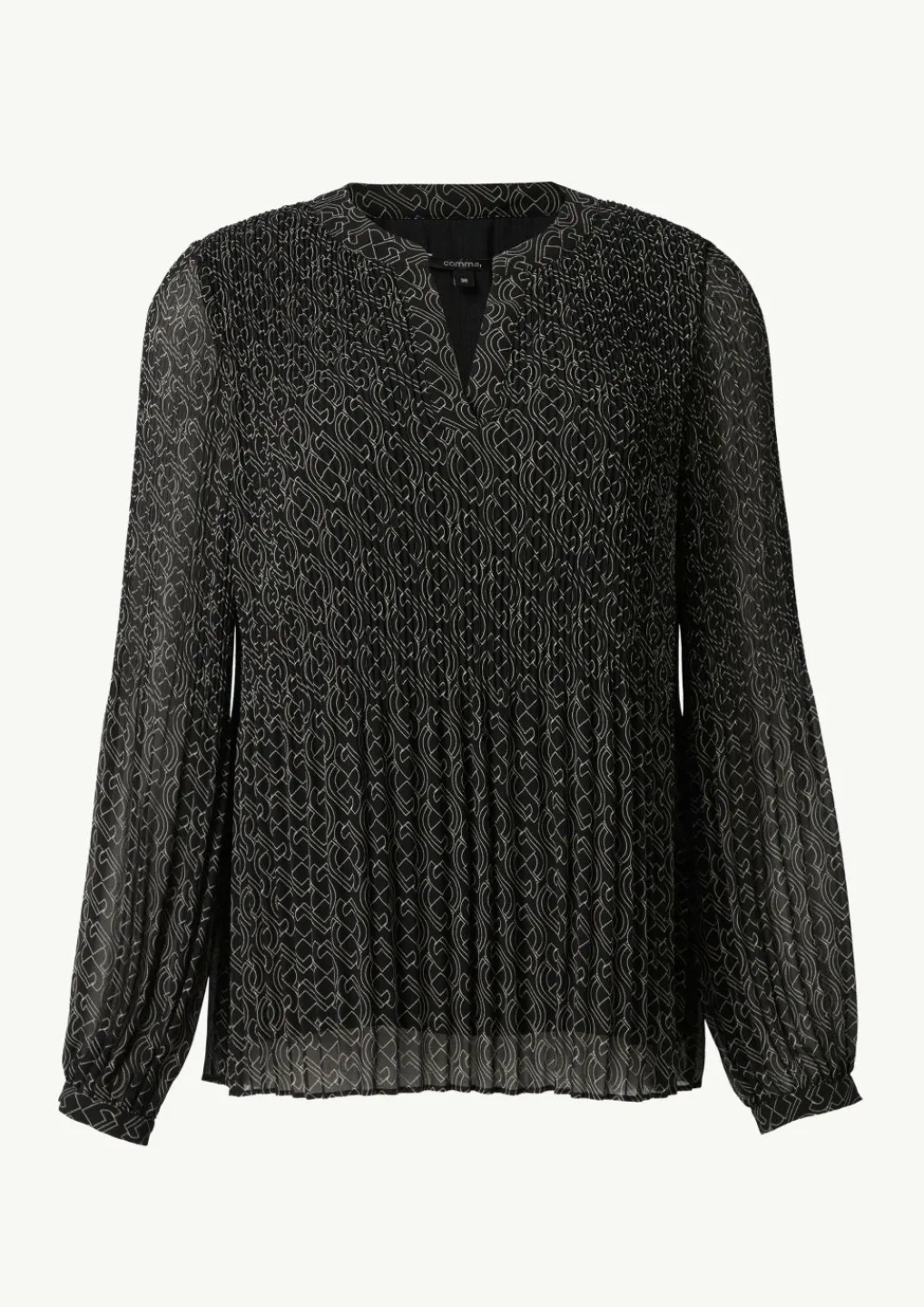 Plissierte Bluse aus Chiffon mit Logomuster-Comma Hot