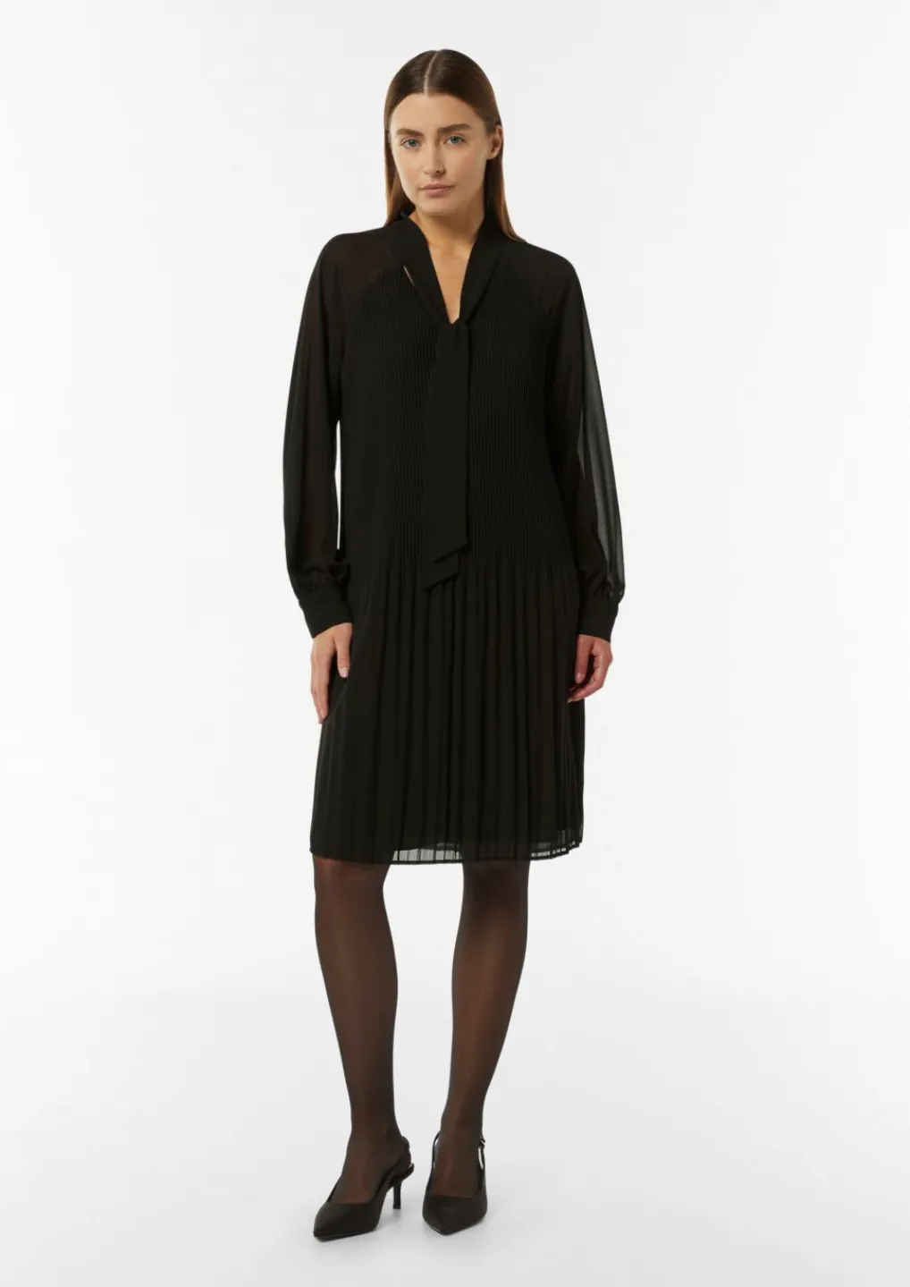 Plissiertes Chiffon-Kleid mit Schleifen-Detail-Comma Best