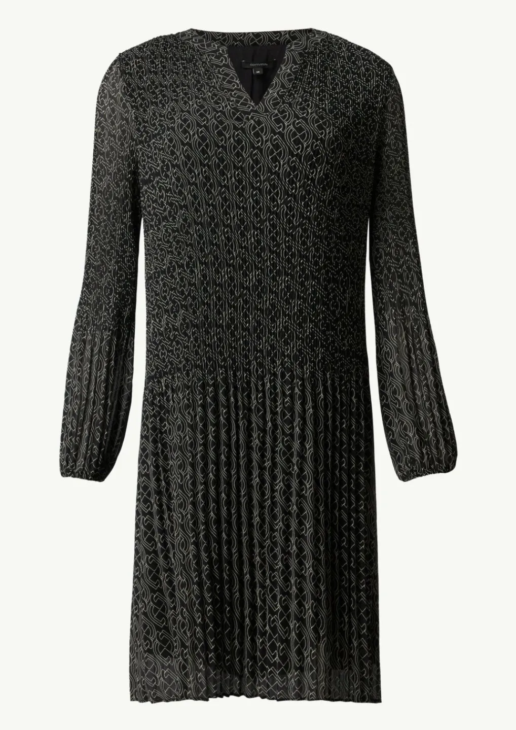 Plissiertes Chiffon-Kleid mit V-Ausschnitt-Comma Sale