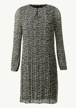 Plissiertes Chiffon-Kleid mit Leo-Print-Comma Hot
