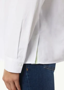 Popeline-Hemdbluse mit seitlich geschlitztem Saum-Comma Outlet
