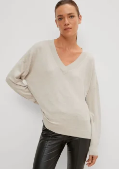 Pullover mit V-Ausschnitt aus Viskosemix-Comma Fashion