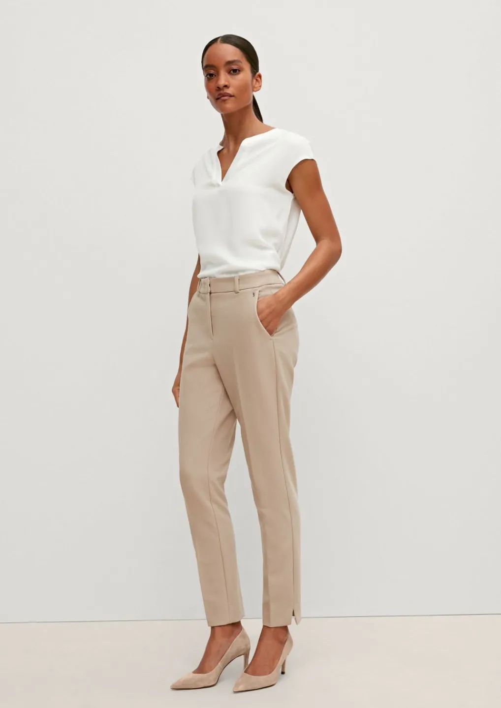 Regular: Stoffhose mit Fischgrat-Muster-Comma Fashion