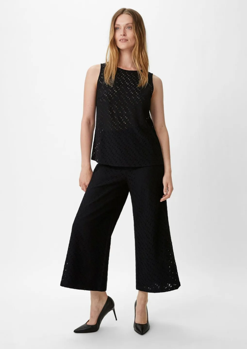 Regular: Wide-Leg-Hose aus Spitze-Comma Hot