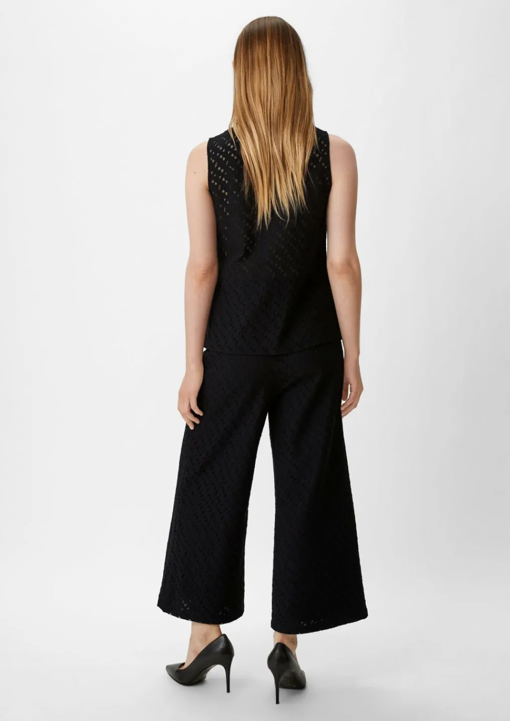 Regular: Wide-Leg-Hose aus Spitze-Comma Hot