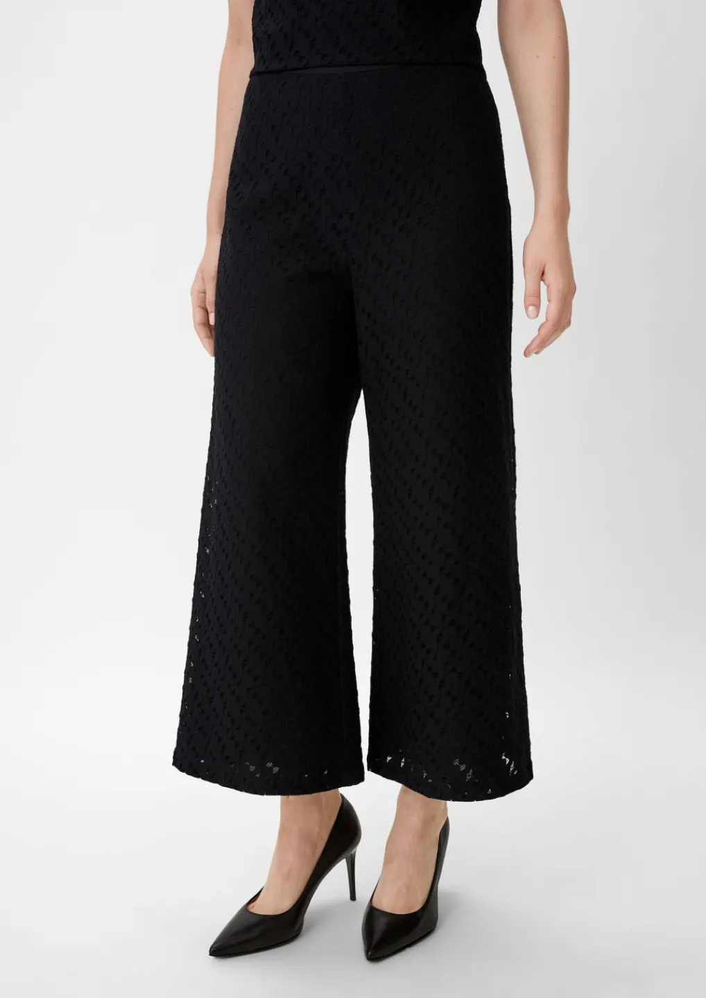 Regular: Wide-Leg-Hose aus Spitze-Comma Hot