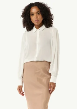 Relaxed-Fit-Bluse mit voluminösen Ärmeln und Raffungen-Comma Hot