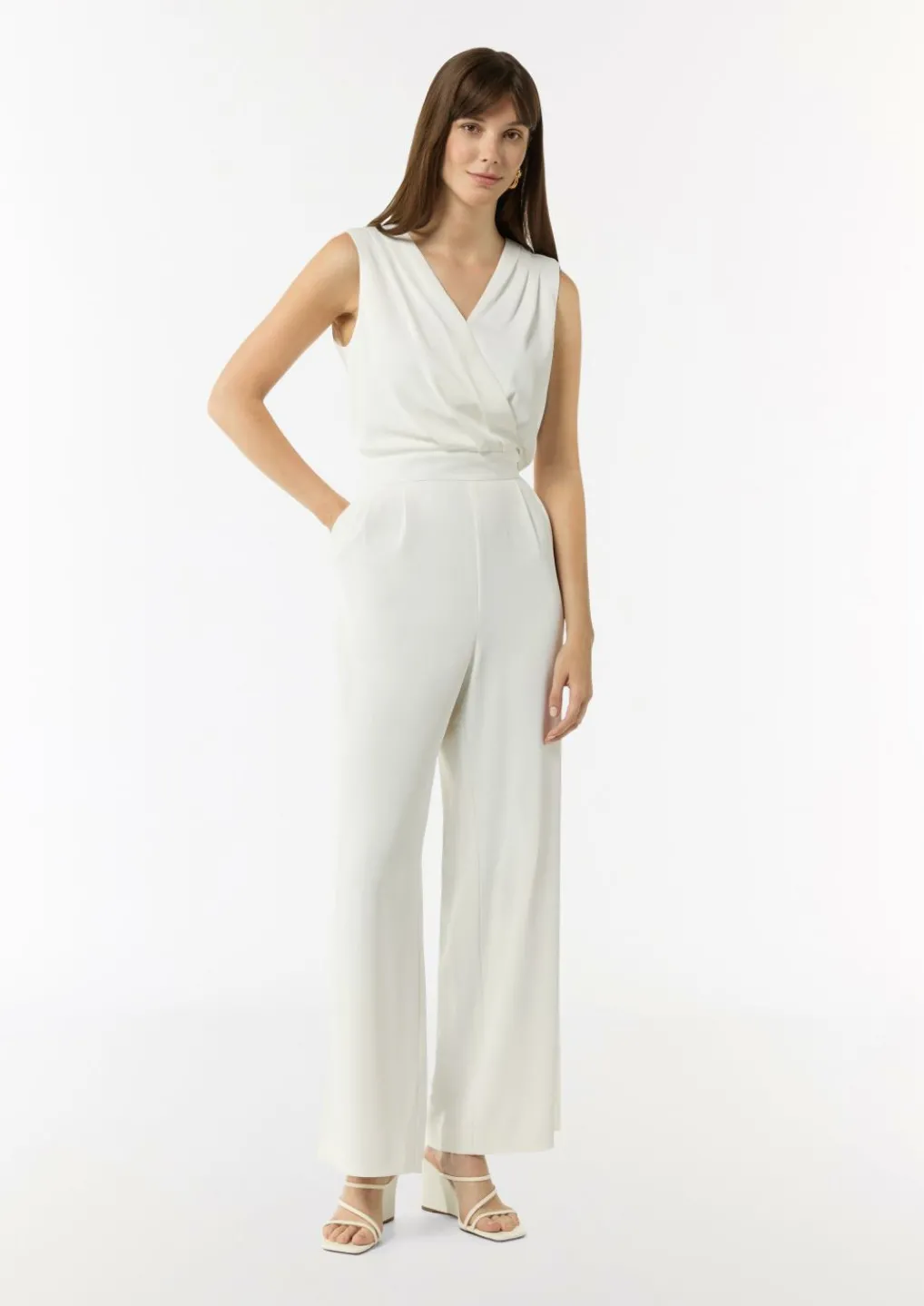 Ärmelloser Jumpsuit mit Faltendetail-Comma Online