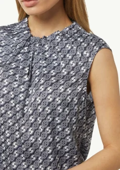 Ärmellose Satin-Bluse mit All-over-Logo-Print-Comma Best
