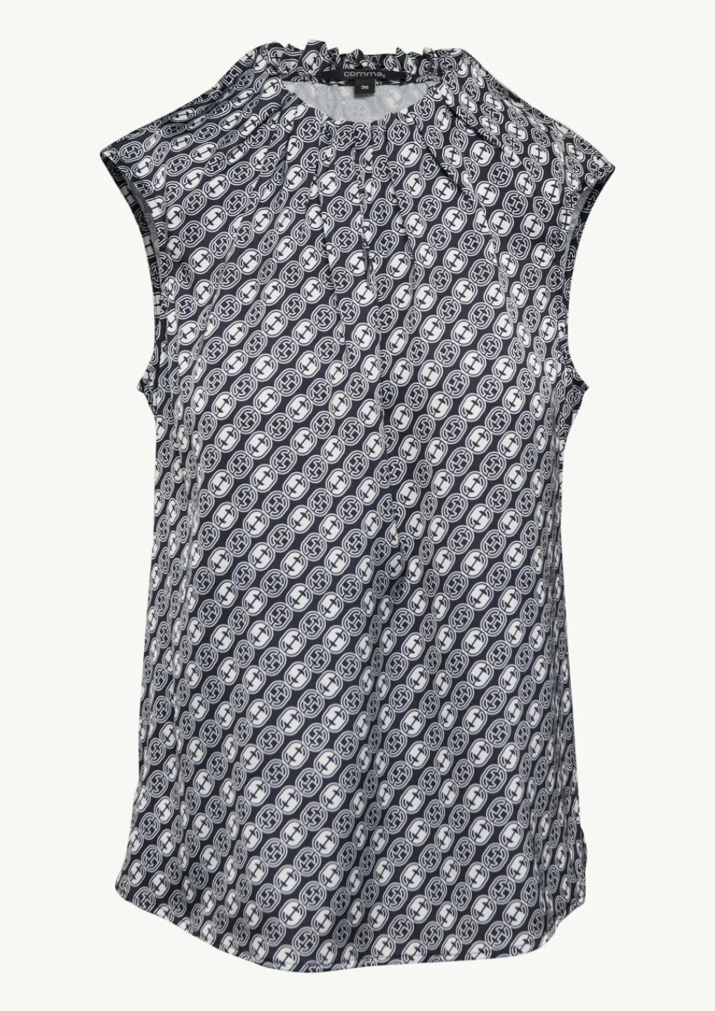 Ärmellose Satin-Bluse mit All-over-Logo-Print-Comma Best