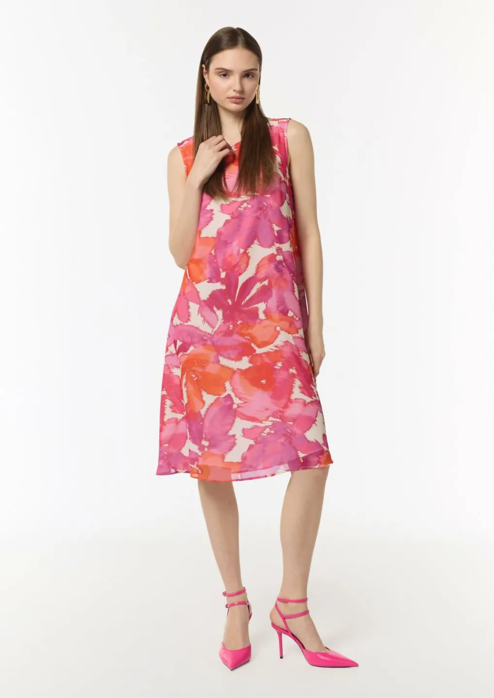 Ärmelloses Kleid mit Bateau-Ausschnitt-Comma Hot