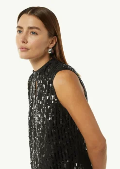 Ärmelloses Kleid mit hochabschließendem Kragen-Comma Outlet
