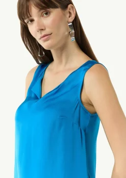 Ärmelloses Shirt aus Viskosemix mit Tunika-Ausschnitt-Comma Sale