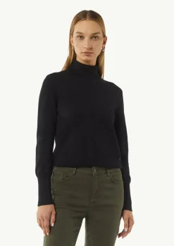 Rollkragenpullover mit Biesen und Rippdetails-Comma Discount