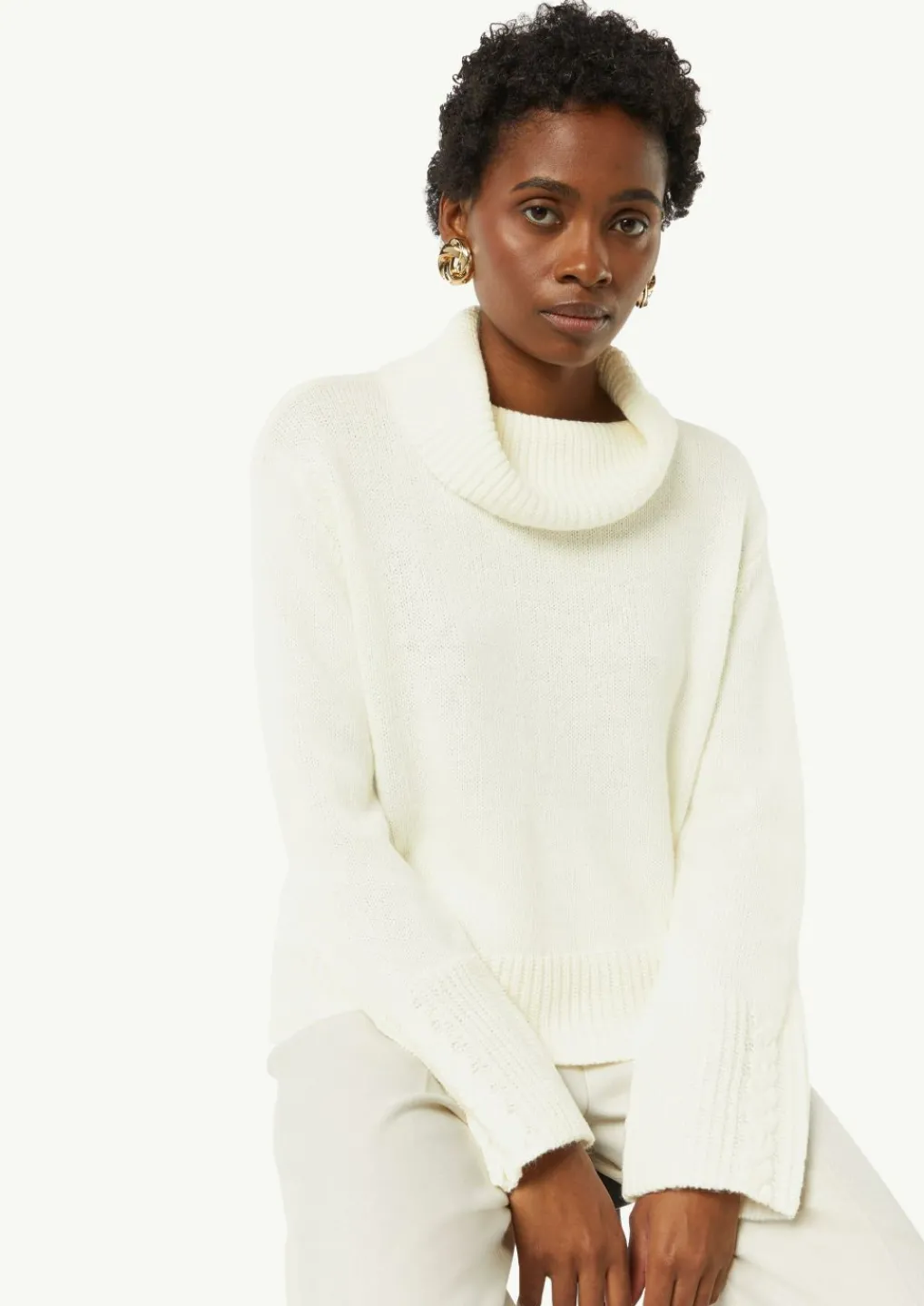 Rollkragenpullover mit Zopfdetail-Comma Outlet