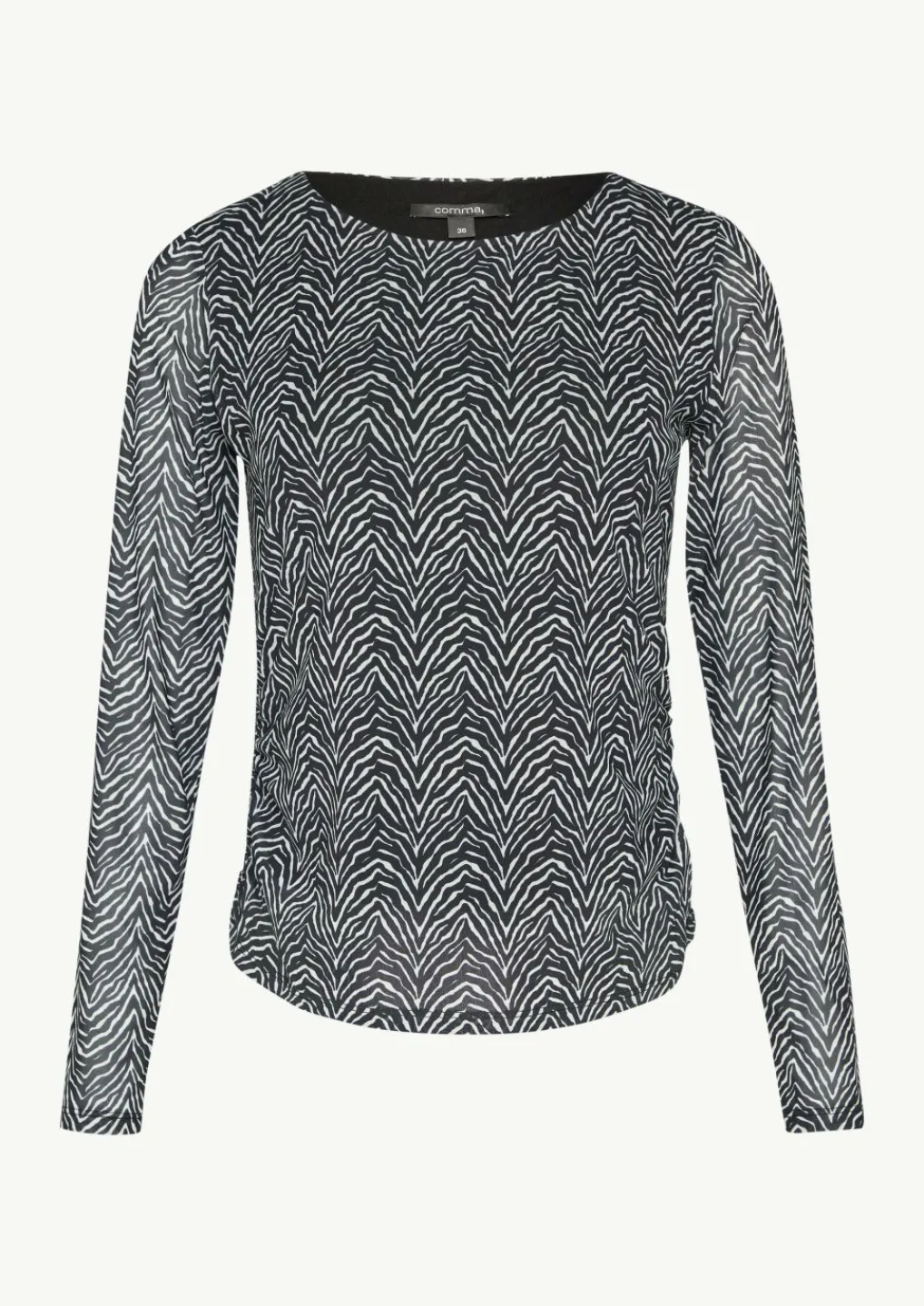 Rundhals-Shirt mit seitlicher Raffung-Comma Hot