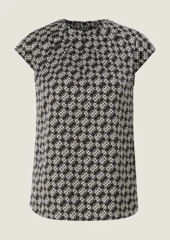 Satinbluse mit Allover-Print-Comma Fashion