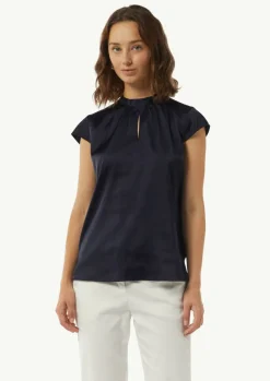 Satin-Bluse mit Cut-out-Detail am Ausschnitt-Comma Hot