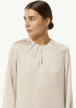 Satin-Bluse mit Falten-Detail am Ausschnitt-Comma Clearance