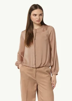 Satinbluse mit gerafftem Bund-Comma Online