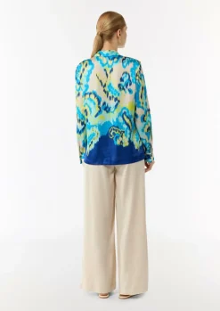 Satinbluse mit Hemdkragen und All-over-Print-Comma Sale