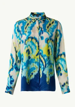 Satinbluse mit Hemdkragen und All-over-Print-Comma Sale